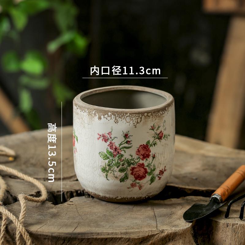 Vase Ceramic Pink French Style Household Flowerpot Simple Modern Retro Outdoor Courtyard American Hydroponic Vessel Drain Hole