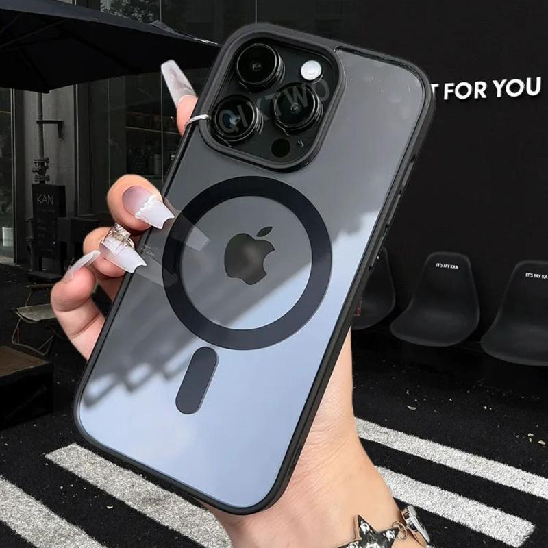 Роскошный прозрачный чехол для беспроводной зарядки Magsafe Magnetic для iPhone 11 12 13 14 15 16 Pro Max Plus силиконовый прозрачный чехол