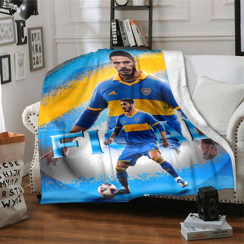 Boca Juniors Football Player Vintage Graffiti Print Flannel Blanket Soft Warm Throw Blanket Sport Fan Home Decor for Sofa Bedroom Travel