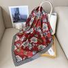 Retro Niche Style Advanced Sense Simulation Silk Square Towel Design Sense Rose Printing Small Square Towel