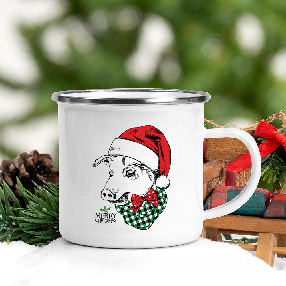 Santa Hat Animal Dog Cat Print Creative Coffee Cup Camping Mug Kawaii Unusual Tea Cup Friends Drinkware Cups To Sublimate Cupshe