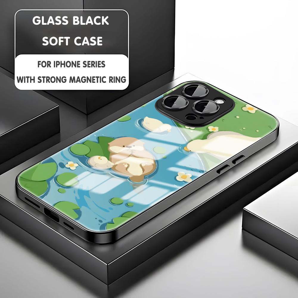 cute Otter Phone Case For iPhone17 16 15 14 13 12 11 X XR XS 8 Plus Mini Pro Max Glass Magnetic Case