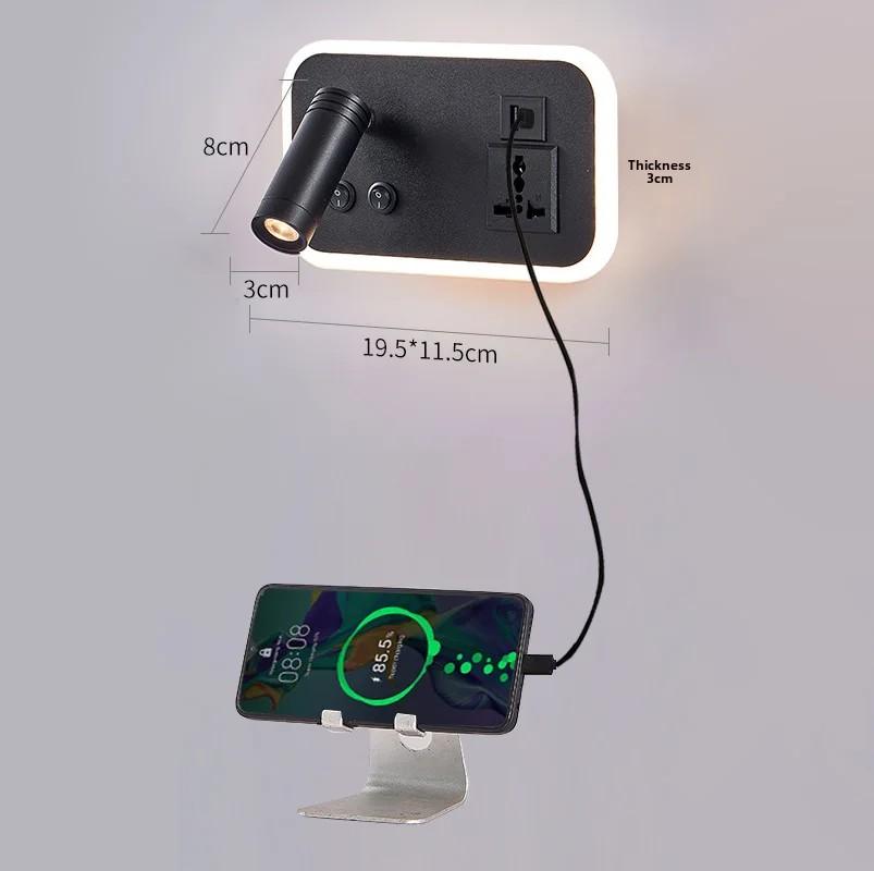 Креативный светодиодный вращающийся настенный светильник с USB-портом для зарядки, декоративный настенный светильник для гостиной, коридора, спальни, кабинета, чтения