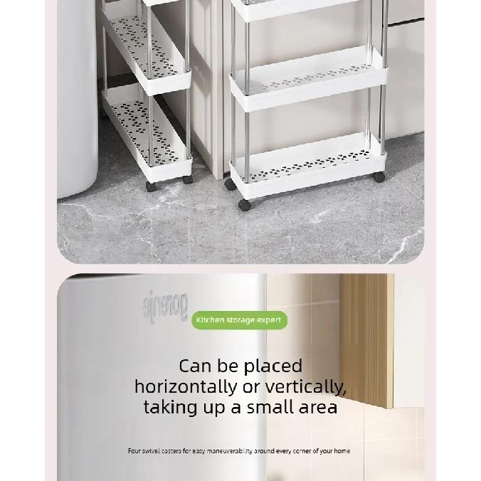 Multi-layer Movable Slim Gap Storage Cart Slide Organizer Shelf Rack for Living Room Bathroom Kitchen Rolling Storage