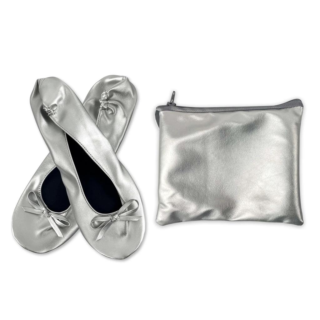 Fashion Women's Foldable Portable Ballet Flats for Indoor Use Roll Up Slippers, Conveniently Packaged, with , for Travel Wedding