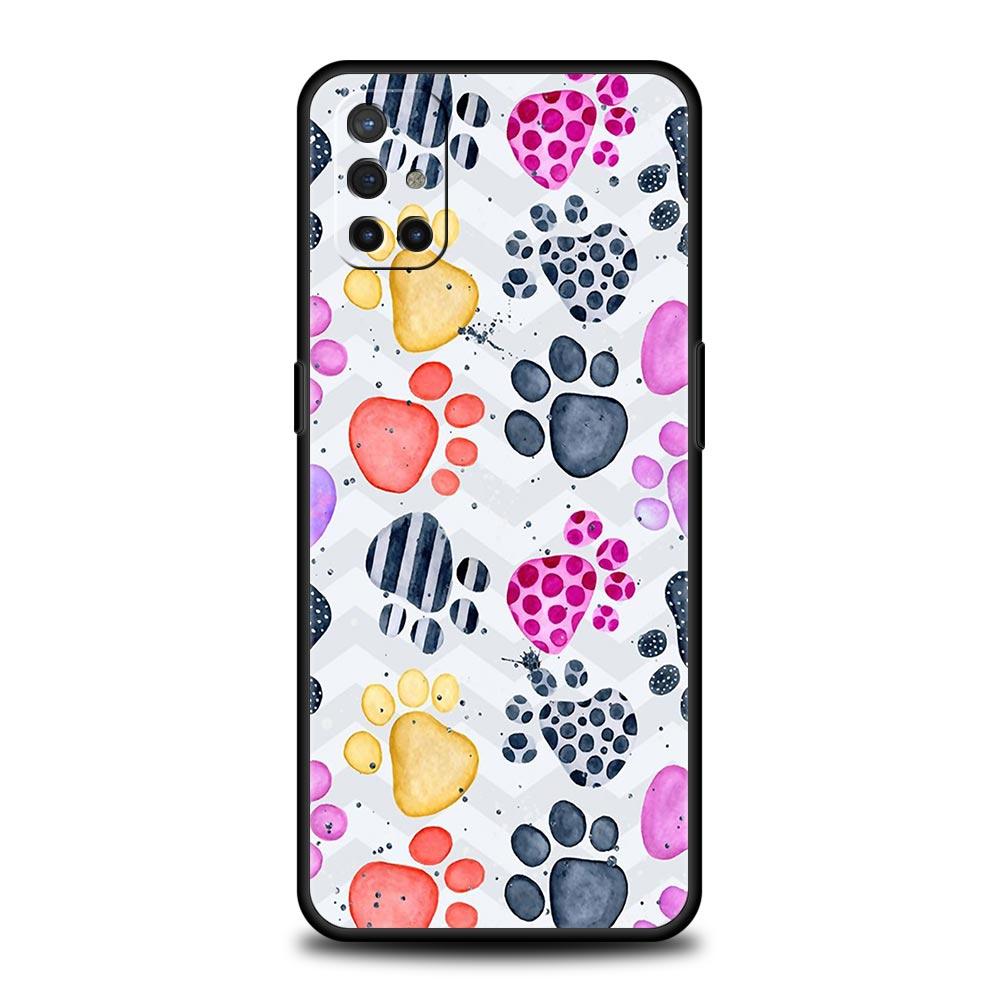 Cute Cat Dog Paw Love Phone Case For OnePlus 12 11 10 9 8 7 7T Pro 12R 10R 9RT 9R 8T Nord N100 N200 N10 2T CE 2 5G Black Cover
