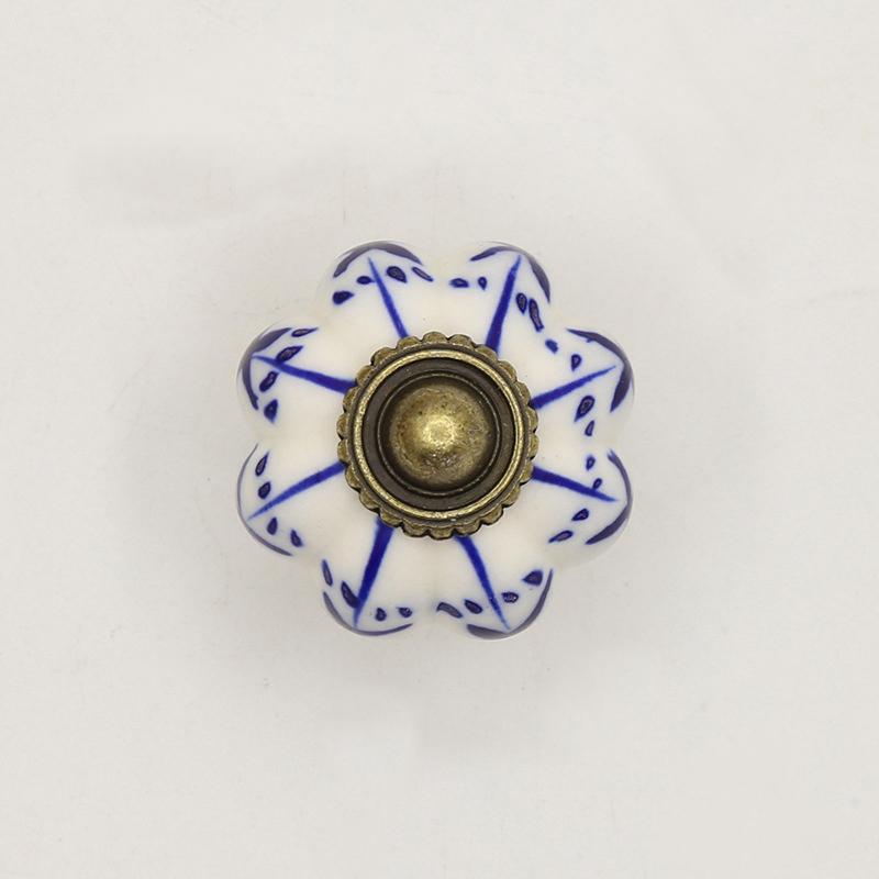 2 шт. художественная керамическая ручка для ящика с одним отверстием синяя и белая фарфоровая керамическая винтажная ручка для ящика шкафа или гардероба 38x35 мм