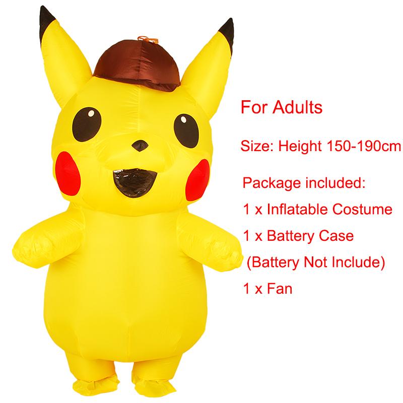 Adult Kids Mascot Detective Pikachu Inflatable Costume Cosplay Dress Halloween