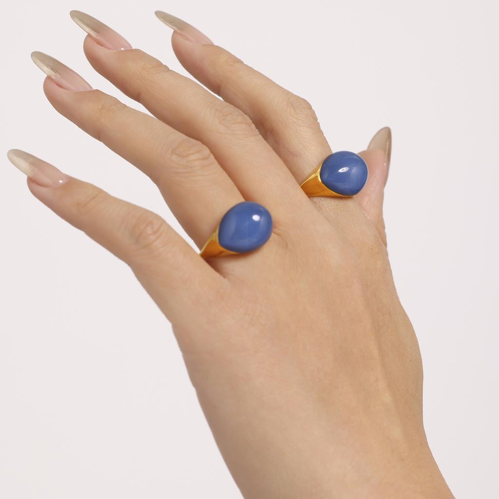 Привлекательное кольцо из смолы и нержавеющей стали для женщин, позолоченное, винтажное, женское, регулируемое, роскошное ювелирное изделие, подарок