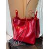 Повседневная мягкая сумка из искусственной кожи большой емкости, красная лакированная кожаная сумка для женщин, новые модные сумки через плечо, сумка-ведро