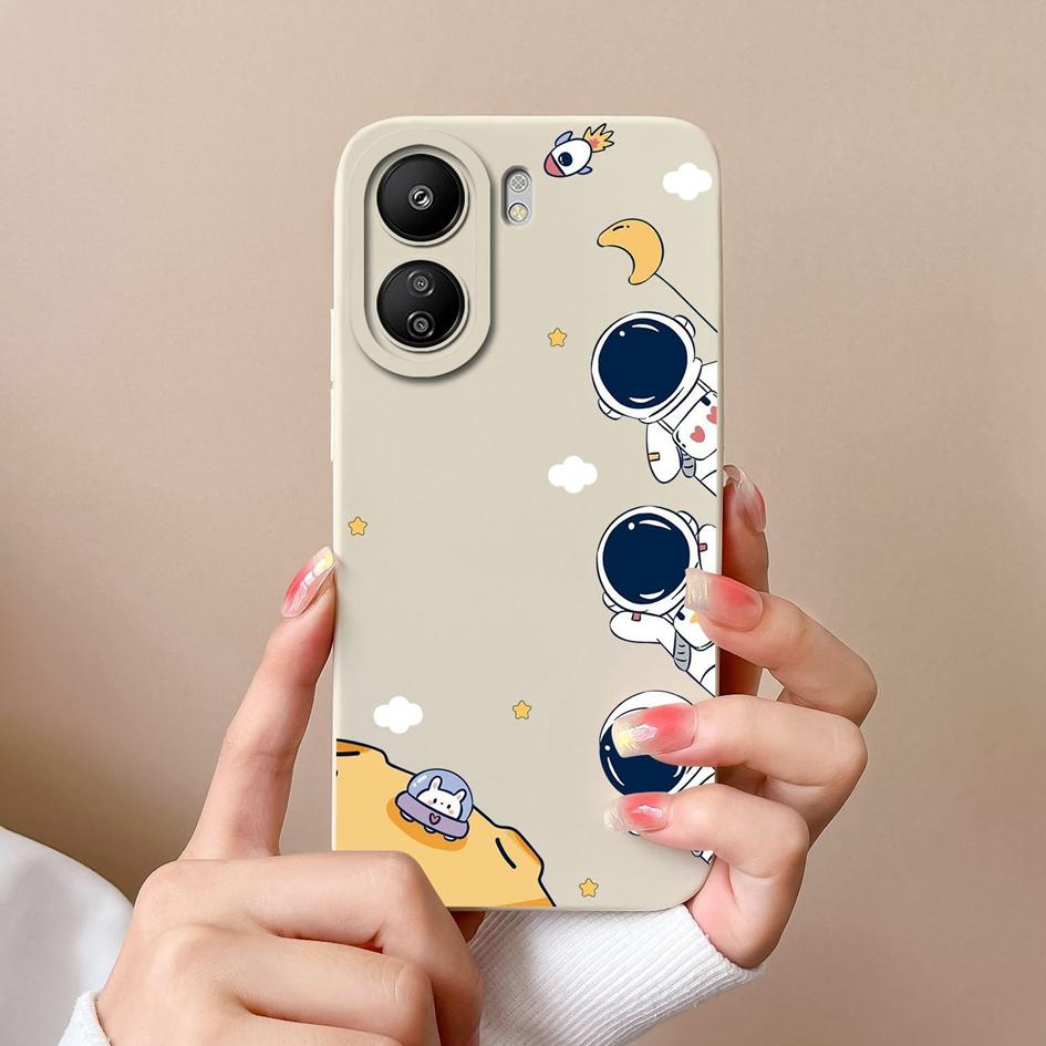 Для Xiaomi Redmi K70 Pro K70E 13C Note 13 Pro + K60 Ultra 13R задняя крышка Роскошный матовый жидкий силикон противоударный защитный бампер для астронавта
