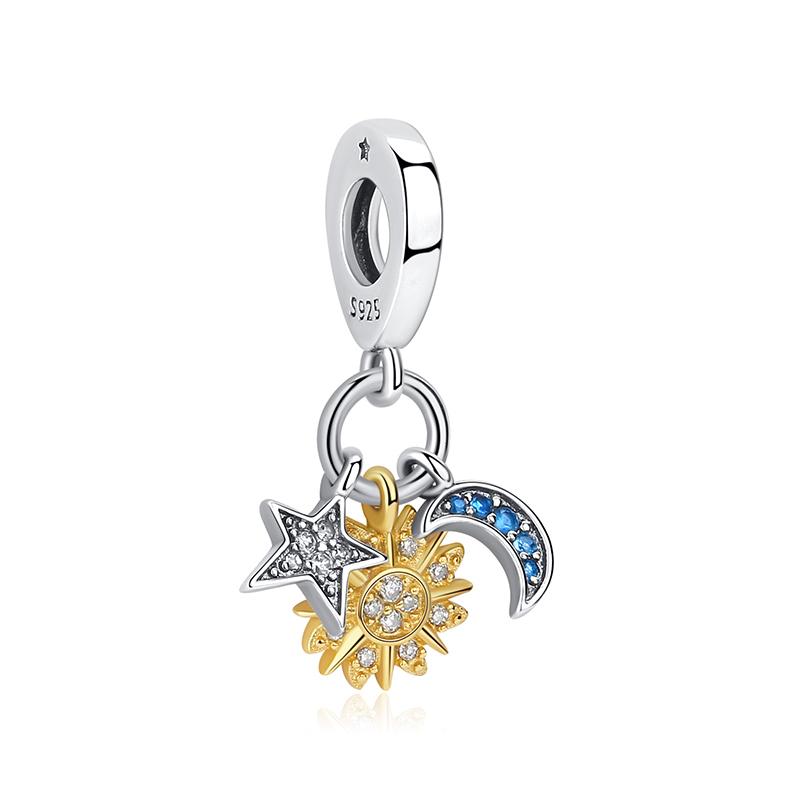 925 Silver Charm Love Star Moon Sun Spaceman Beads Charms Fit Exquisite Bracelets Necklaces Jewelry For Women