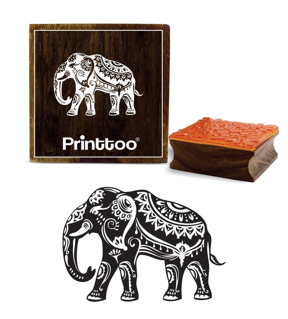 Printtoo Elephant Pattern Wooden Square Rubber Stamp Scrap-booking Craft Stamps-2 X 2