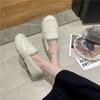 Зима 2024 года, новая корейская версия, бархатные однопедальные удобные пушистые туфли, женские повседневные туфли из хлопка с толстой подошвой