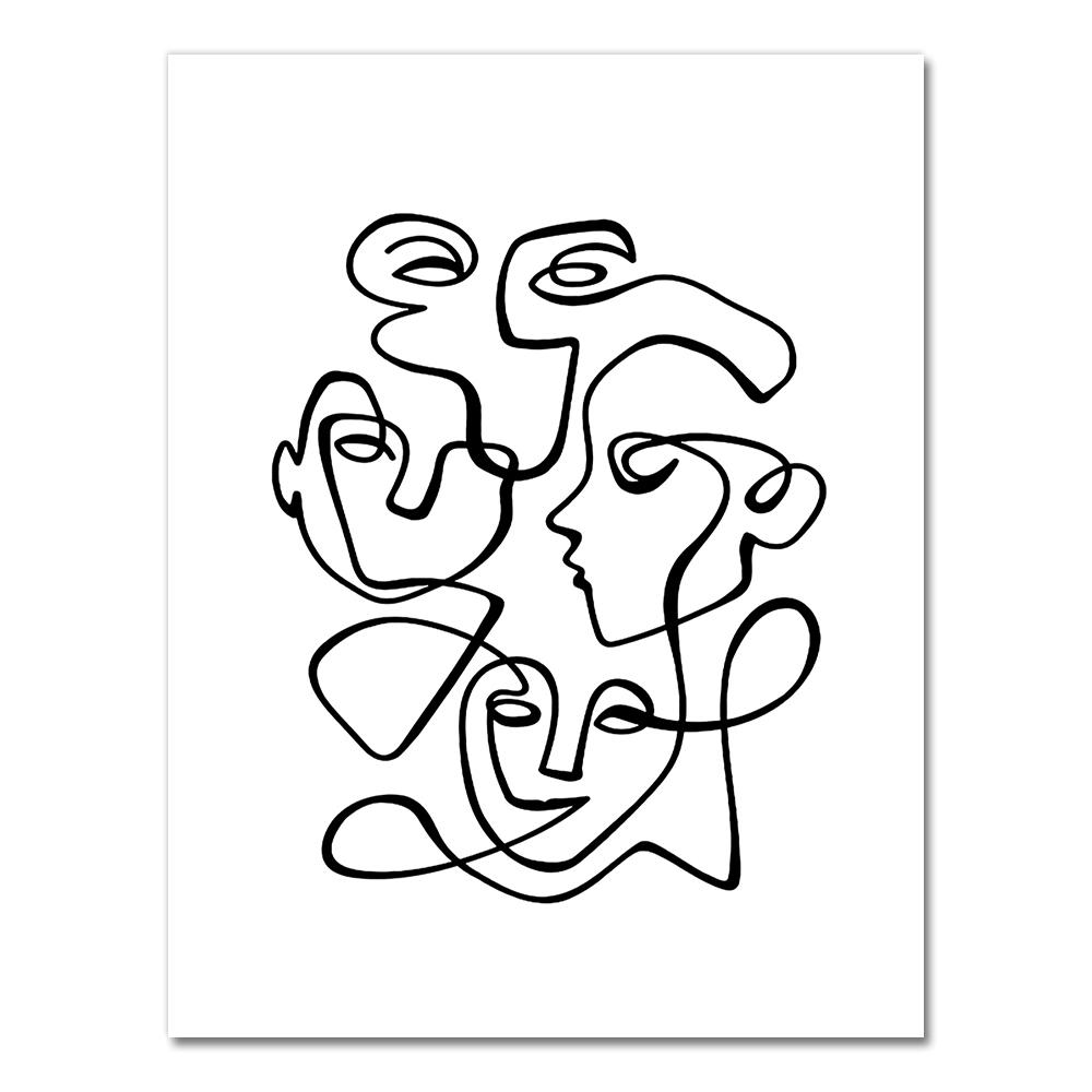 Geometric Line Drawing Abstract Canvas Painting Scandinavian Vintage Poster Nordic Print Wall Art Picture Modern Home Decoration