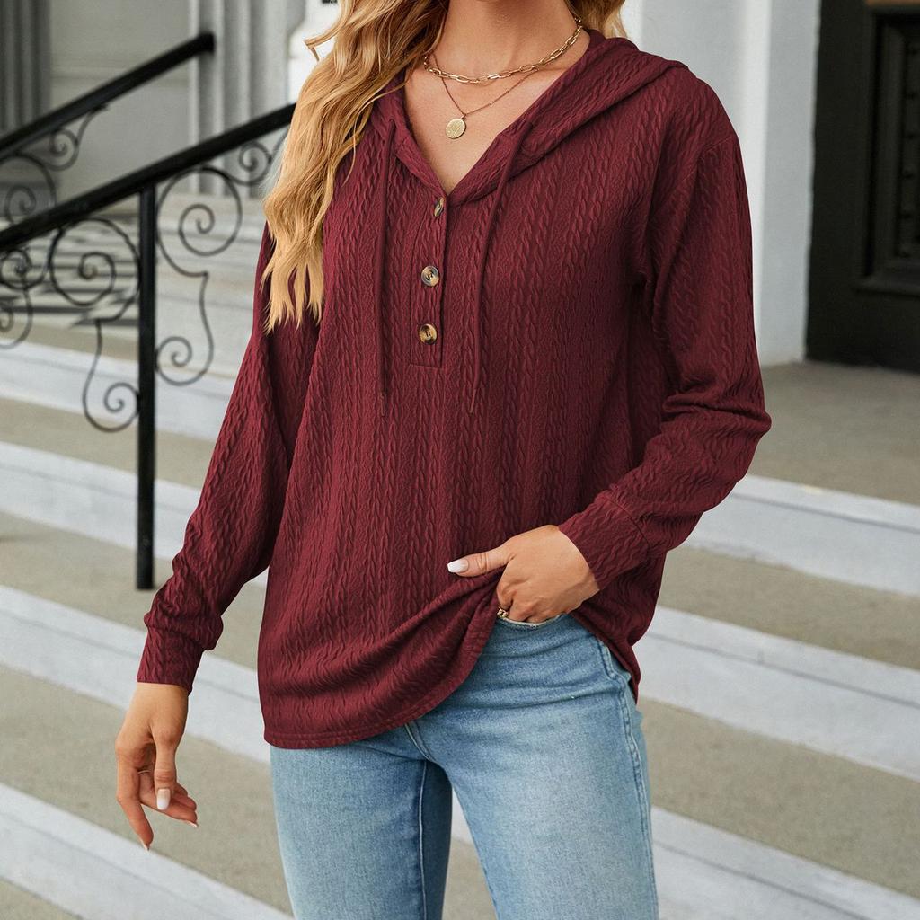 JKASHDK Женские модные повседневные осенне-зимние однотонные блузки и рубашки с v-образным вырезом и длинным рукавом с принтом