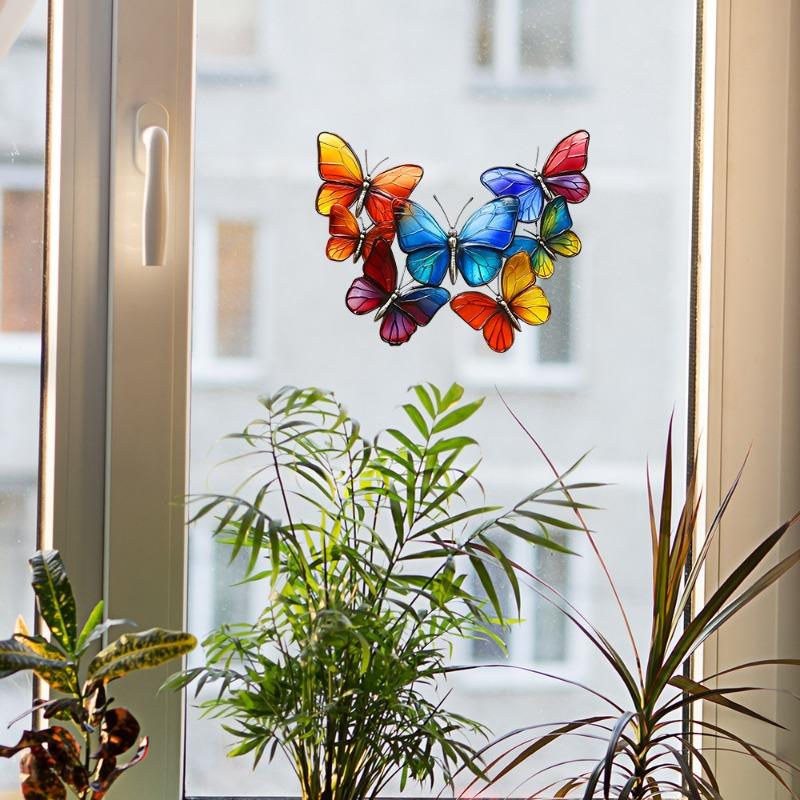 Fun-JD080 Colorful Painted Butterfly Glass Window Beautification and Decoration Electrostatic Uv Window Stickers Without Adhesive