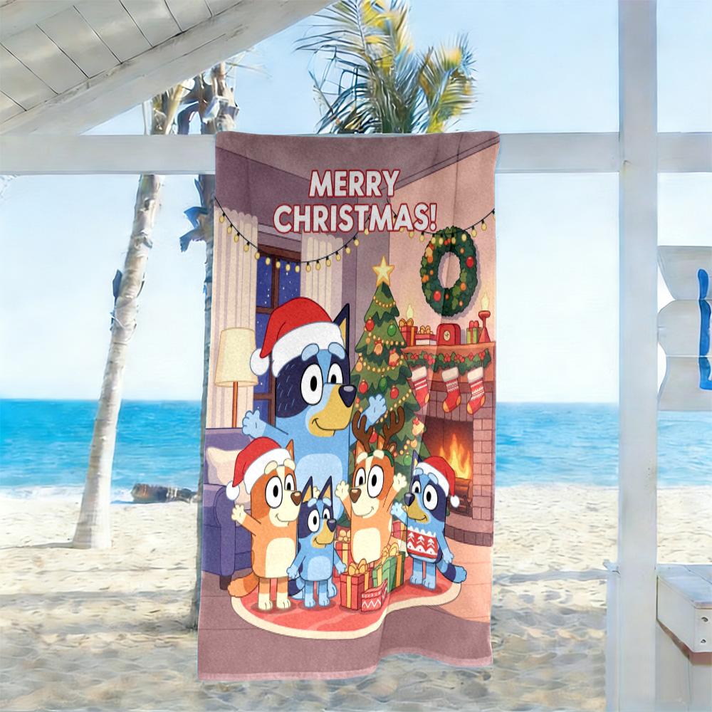 Bluey Bingo Adventures Beach Towel Soft Durable Quick-Dry Comfortable Lightweight Perfect for Traveling Yoga Camping and Swimming