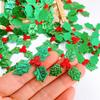 100 шт., рождественская нашивка, зеленый лист, красная ягодная аппликация, многоразовая нетканая ткань, сделай сам, рождественская елка, юбка, декоративный лист, принадлежности для вечеринок