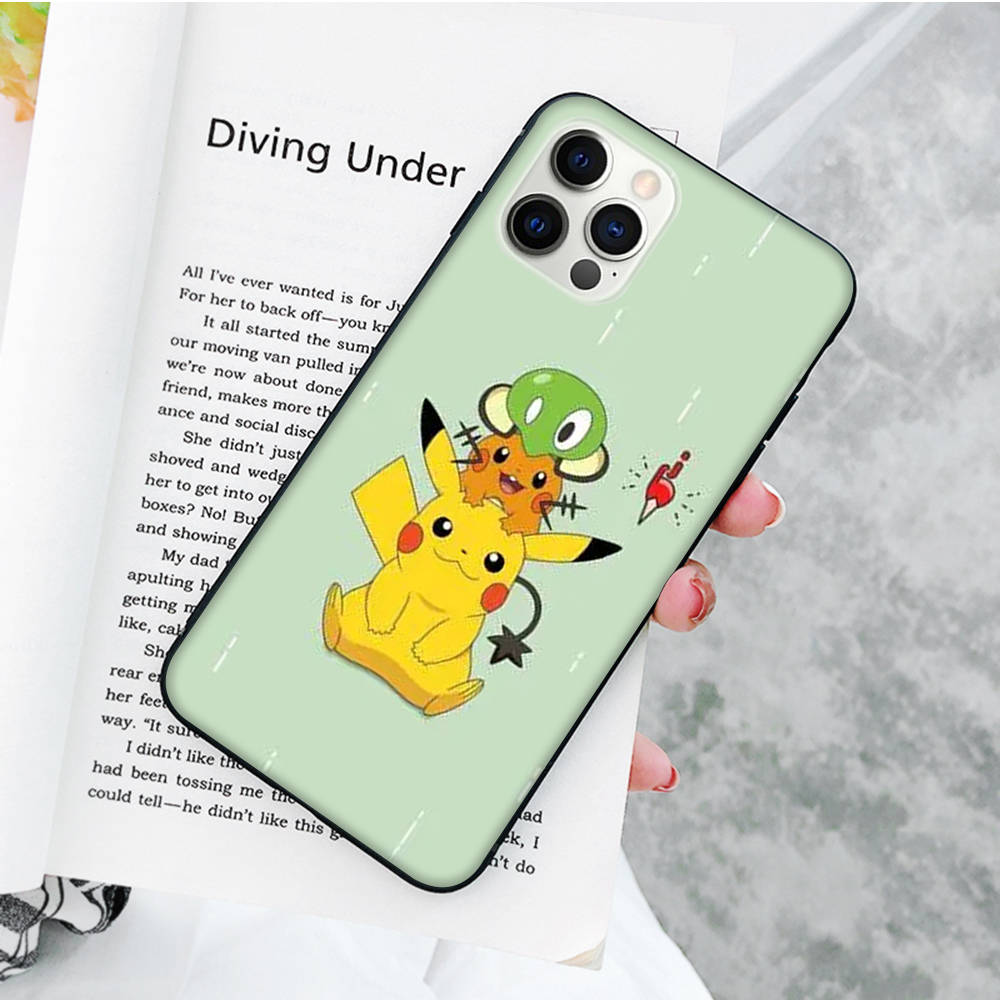 JP34 Pikachu Black Soft Case for Xiaomi Poco X6 X4 M5 M6 F5 F6 C65 C55 C50 C51 C40 Pro Redmi 14C A3X 13C 12C 11T 10A 9C Note 7 6 8A Plus