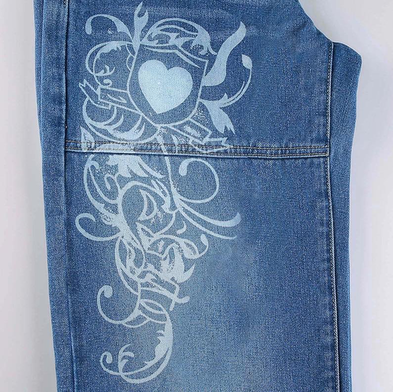 Women's European & American Street Style Low-Waist Distressed Multi-Color Loose Fit Jeans