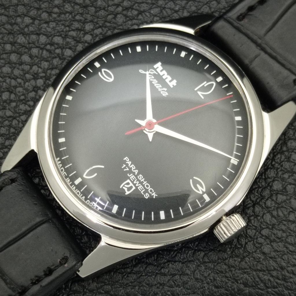 ВИНТАЖНЫЕ HMT JANATA МЕХАНИЧЕСКИЕ ИНДИЙСКИЕ МУЖСКИЕ ЧАСЫ С ЧЕРНЫМ ЦИФЕРБЛАТОМ a700319-5 R202-a700319