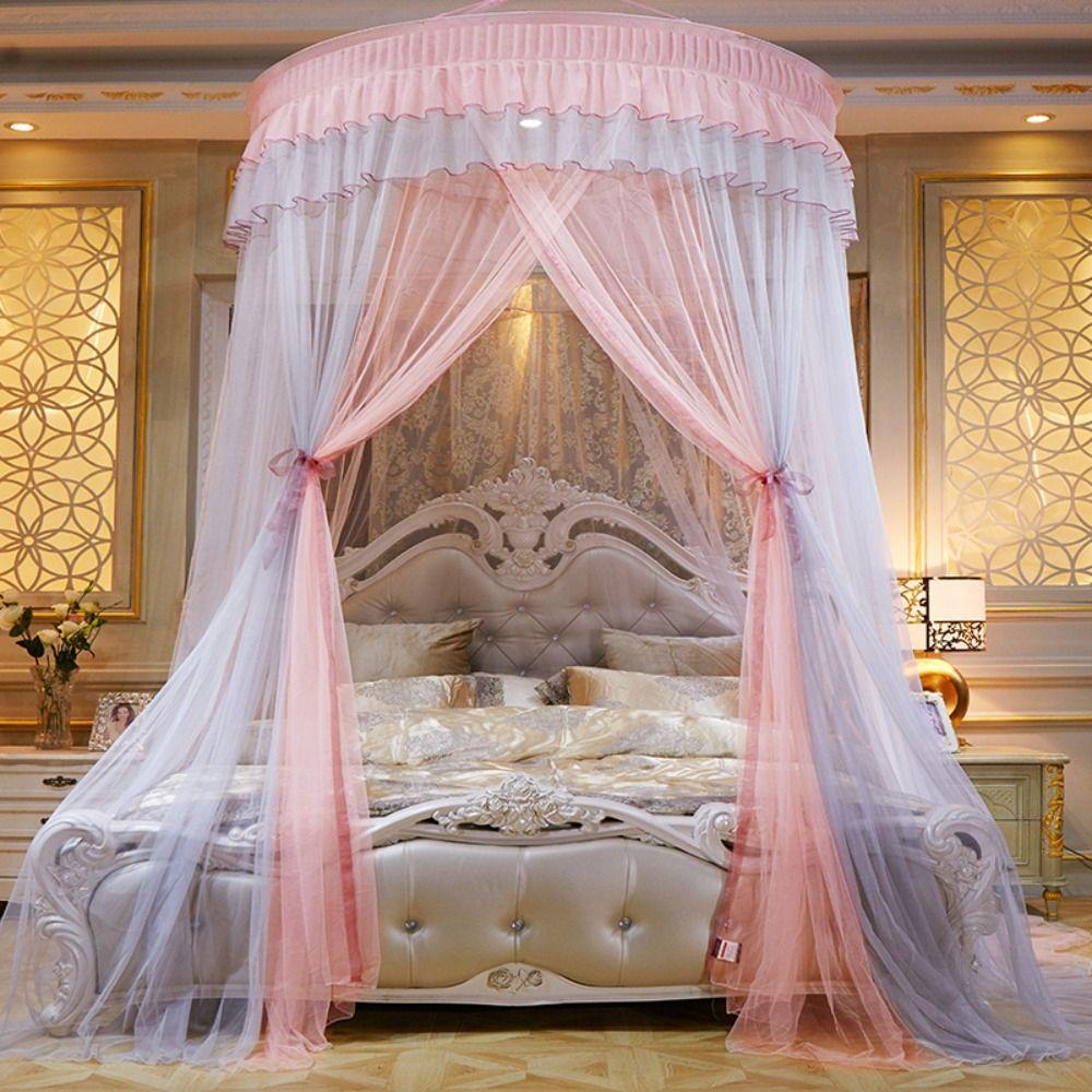 Luxury Pleated Lace Mesh Dome Queen Size Bed Canopy Mosquito Net Bedding Article Bed Tent