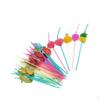 50 шт. гибкие красочные пластиковые соломинки для питья с фруктовыми украшениями A