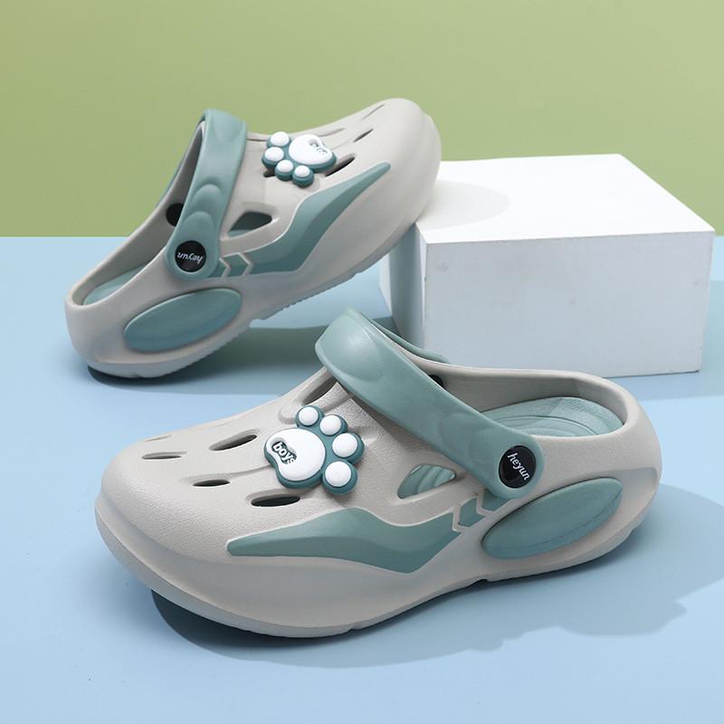 Летние детские сабо для девочек, удобные, дышащие, нескользящие, с мультяшным дизайном, пляжная обувь