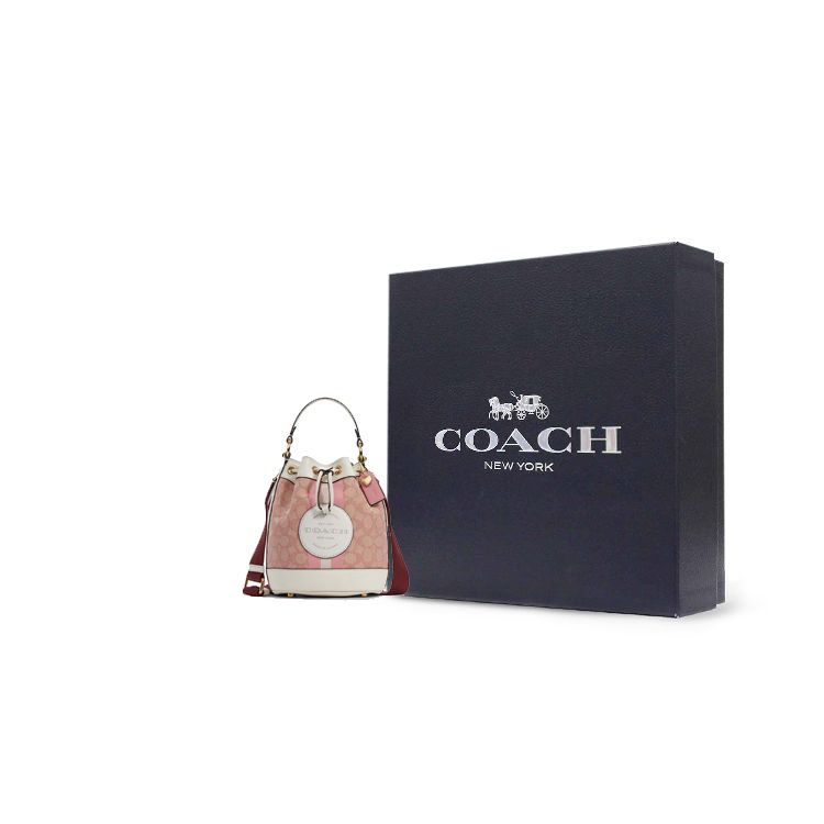 Coach Dempsey 19 Classic Logo Floral Patchwork Fabric And Leather Bucket Bag Women handbags Cherry-Blossom-Pink C7964-IMSXX