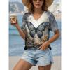 Women's T-Shirt Butterfly Graphic Fashion Short Sleeved V-Neck Regular Tops Daily Print Tee Summer Spring Casual Tops