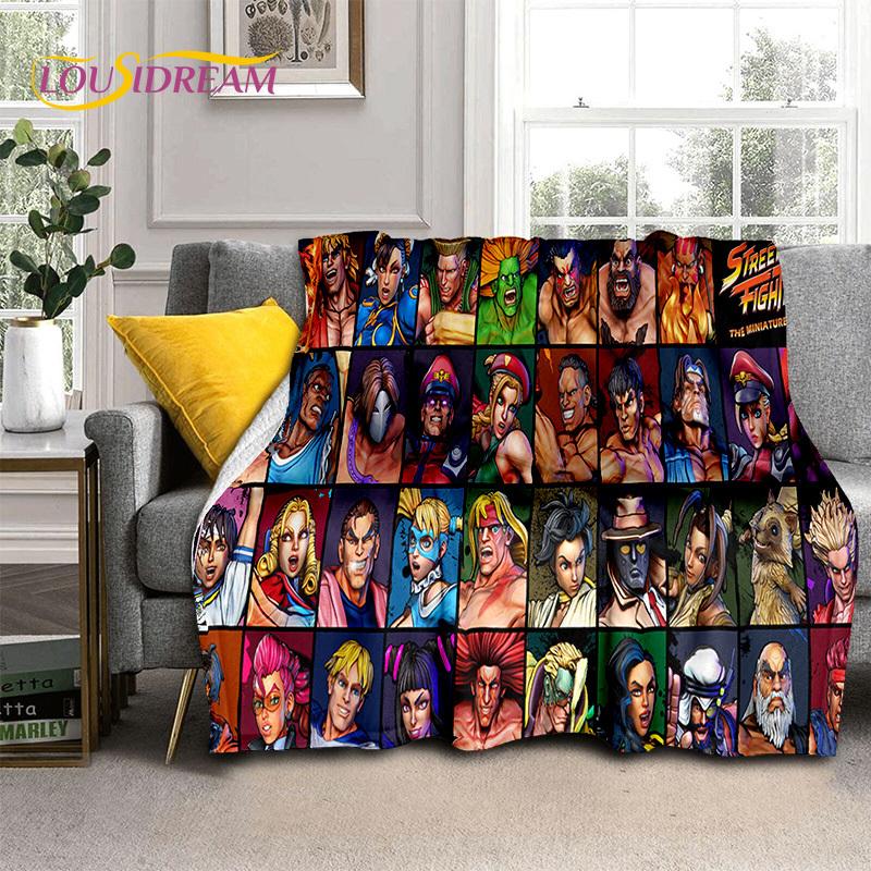 SF Retro Game Street Fighter Gamer Blanket,Soft Throw Blanket for Home Bedroom Bed Sofa Picnic Travel Office Cover Blanket Kids