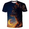Summer Round Neck 3D Wolf Print Top Fashionable Casual Short Sleeved Men's T-shirts