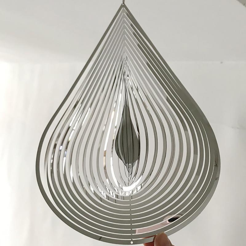 Beating Wind Spinner Drop Shape из нержавеющей стали 3D вращающийся колокольчик для музыки ветра