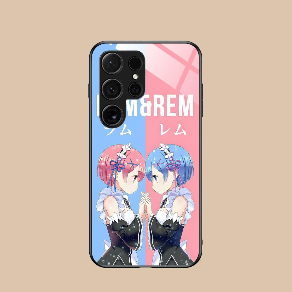 Чехол для мобильного телефона ReZero Rem Ram из стекла для Samsung Galaxy S26 S25 S24 S23 S22 S21 S20 Note20 Plus FE Ultra Цветная крышка