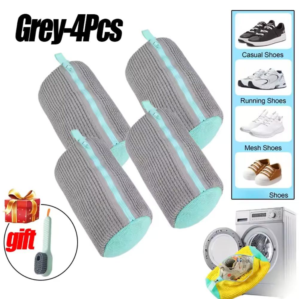1/2/4PCS Shoe Washing Machine Bag with Liquid Shoe Brush Set Durable Laundry Shoe Bag and Soft Bristle Clean Brush for All Shoes