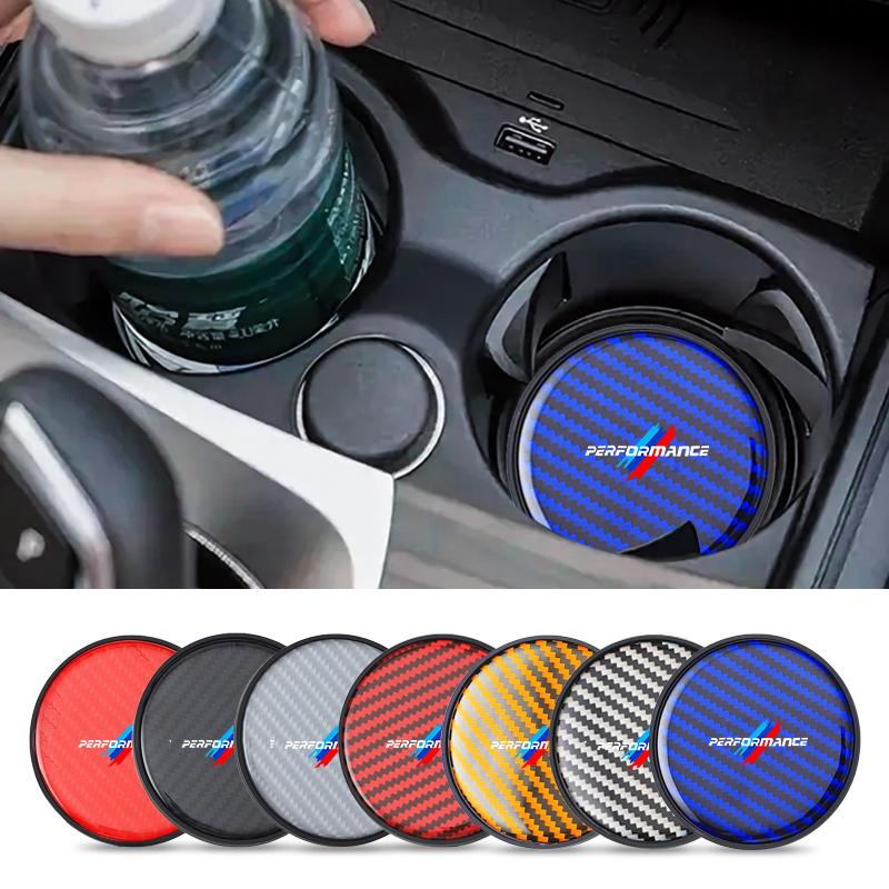 Car Water Coaster Cup Carbon Fiber Drink Anti-slip Pad Accessories For BMW X1 X2 X3 X4 X5 X6 X7 G20 G30 6GT E46 E90 E60 F10 E39 xg1