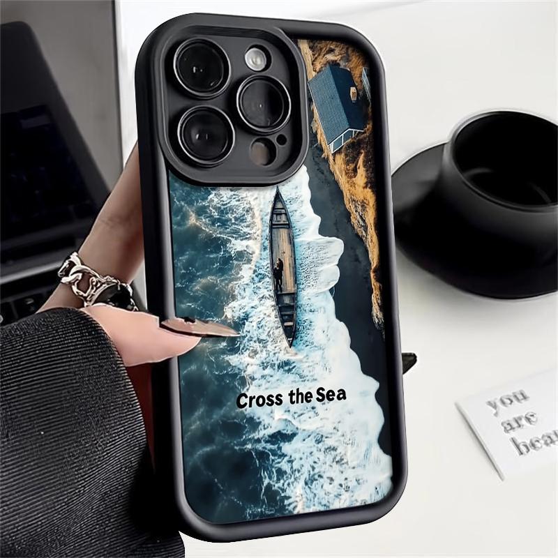 Синий морской принт противоударный чехол для iPhone 16 Pro Max 15 14 Pro 13 12 11 8 7 мягкий силиконовый защитный матовый чехол для телефона TPU