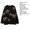 Women Preppy Star Oversized Sweater Loose Fit O-Neck Long Sleeve Pullover Sweater