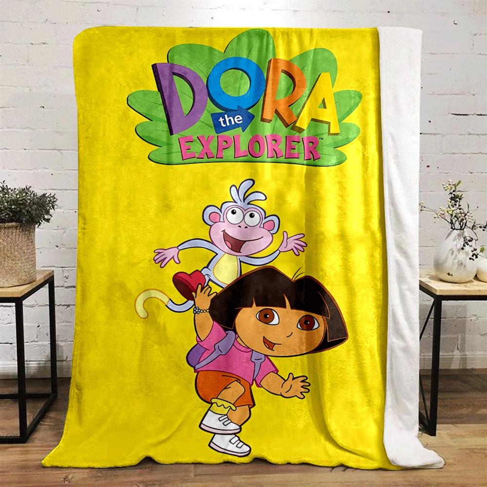 Colorful cartoon characters with text on a bright yellow background. for all seasons blanket lunch break throw gift
