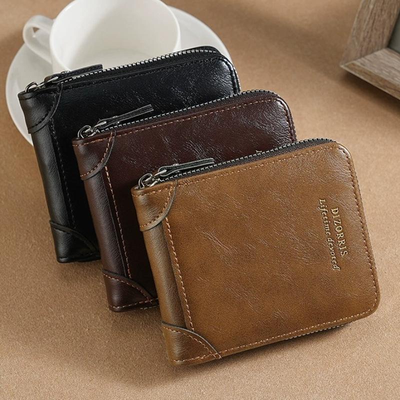 Короткий маленький кошелек на молнии для мужчин, зажим для денег, винтажный кошелек, модный повседневный держатель для карт из ПУ кожи с карманом для монет, высокое качество