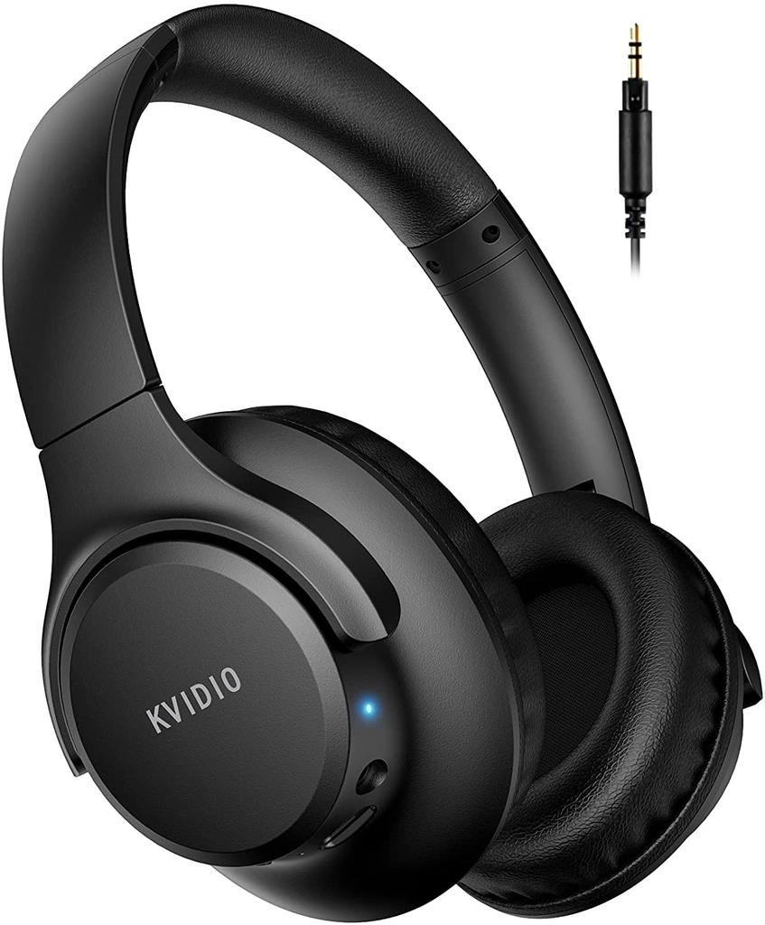 KVIDIO Bluetooth 5.0 Wireless Headphones, 55 Hours of Playback, 40mm HD Driver Unit, Over-Ear Headphones with Built-in Microphone, Dual-Use Wired and