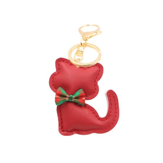 Брелок-кулон с мультяшным котом и бантом, декор из искусственной кожи, очаровательный брелок с котенком, изящная подвеска для сумки