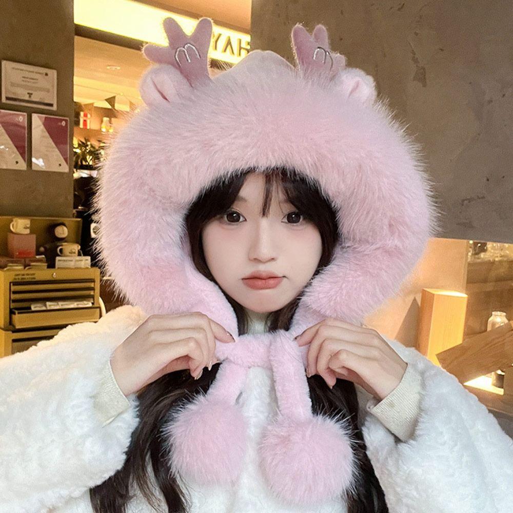 Kawaii Plush Cap Thickened Ear Protection Cap Fashion Winter Hat for Women