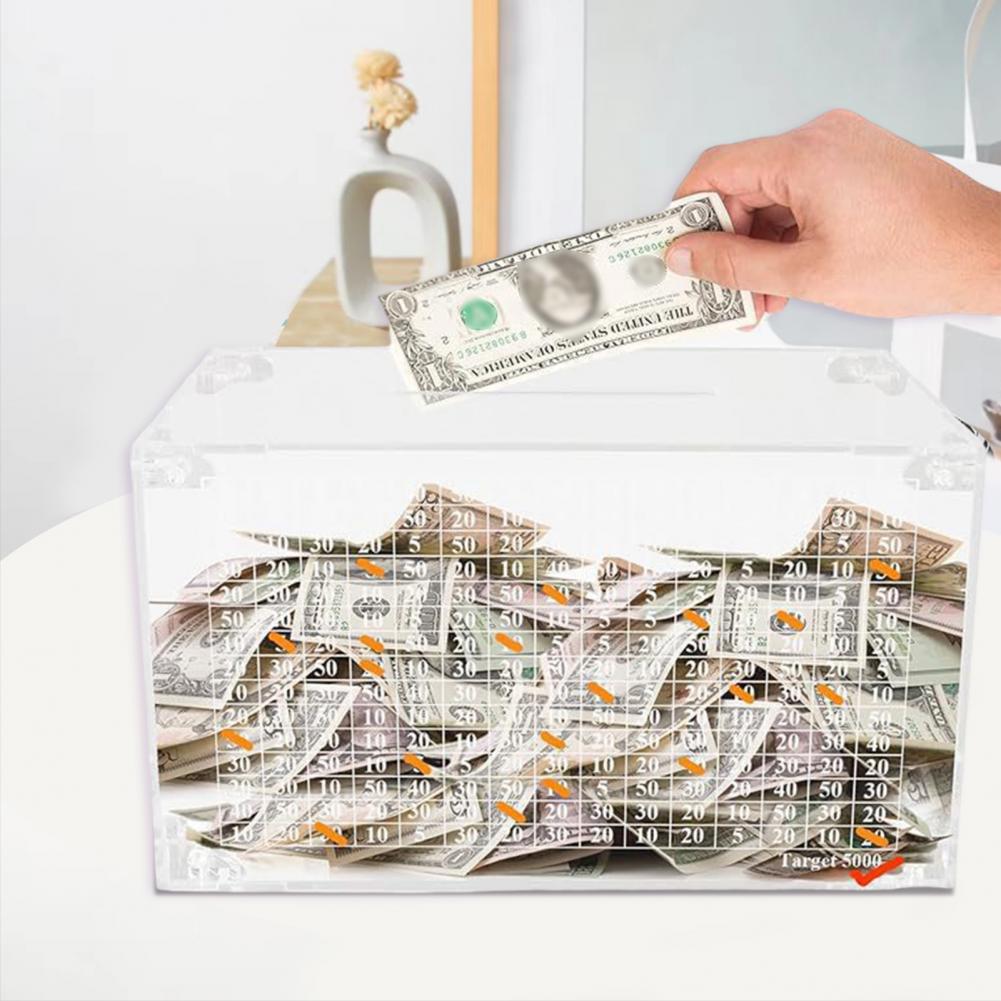 Transparent Piggy Bank Coin Cash Container Acrylic Money Box with Counter Kids Adults Clear  Money Saving Box Boys Girls Gift