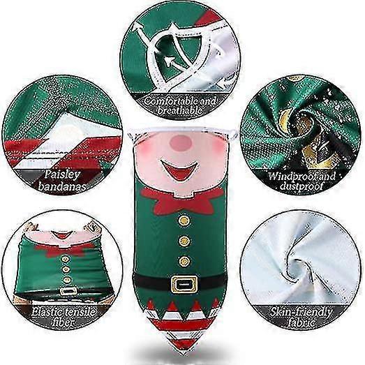 6 Pcs Christmas Face Bandanas Multi-functional Neck Gaiter Scarf Headwear Headband For Unisex Xmas Dress