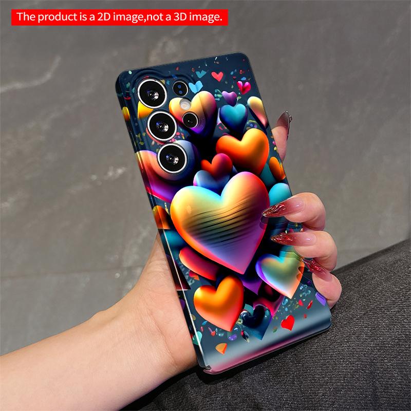 2DFlat Samsung phone case Vibrant Rainbow Hearts Bursting Confetti Design Applicable to Galaxy S23 S24 S25ULTRA S26 A12 A14 A15 A16 A54 A55