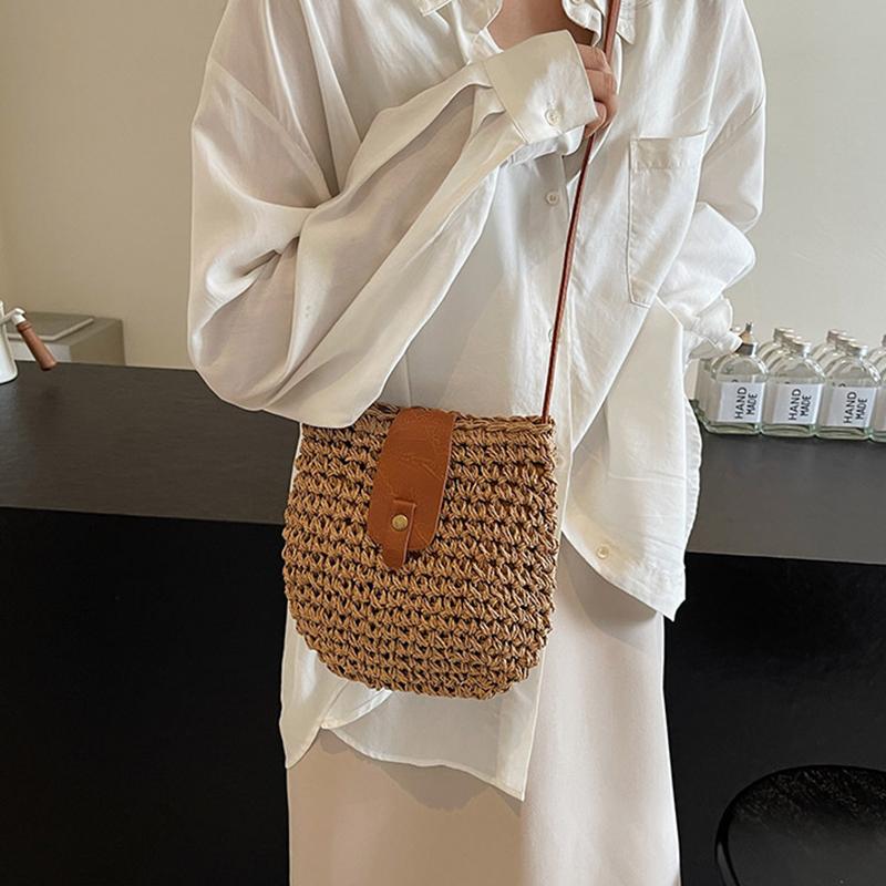 Повседневные плетеные соломенные пляжные сумки женские сумки летняя соломенная сумка через плечо