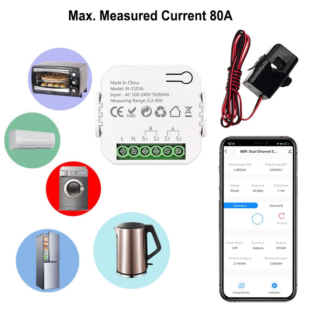 Tuya WiFi Energy Switch Многофункциональный измеритель напряжения и тока для мобильного телефона Приложение для работы в режиме реального времени