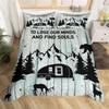Пододеяльник для кемпинга из микрофибры Galaxy Stars Moon Happy Camping Одеяло для кемпинга Camper Truck Geometry Mountain Trees Комплект постельного белья